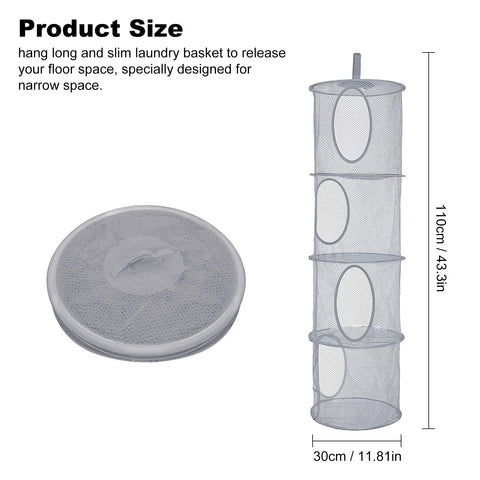 Hanging Mesh Storage Net, 4 Tier Compartments Foldable Hanging Soft Toy Storage Basket Mesh Storage Bag
