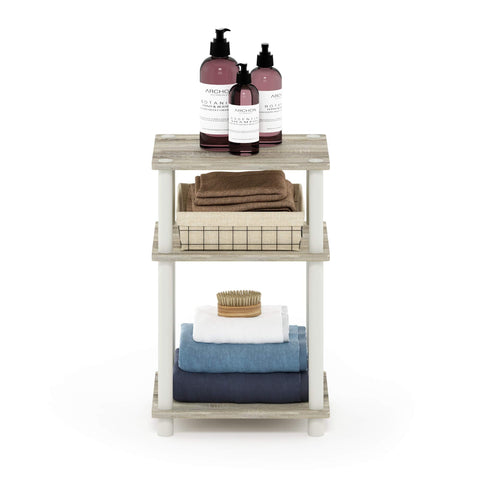 Furinno JUST Side Table, 3-Tier End Table, Open Shelves Night Stand, Bedside Table, Toolless Assembly, for Living Room, Bedroom, Sonoma Oak