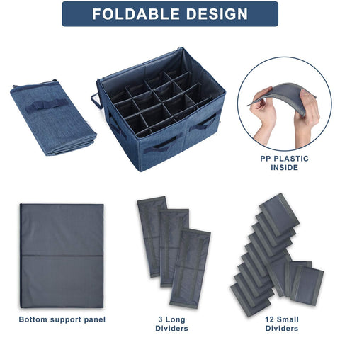 Moteph Shoe Organizer Closet Storage Solution with Clear Cover & Adjustable Dividers for Shoes, Handbags, Blankets, Linen, Clothing