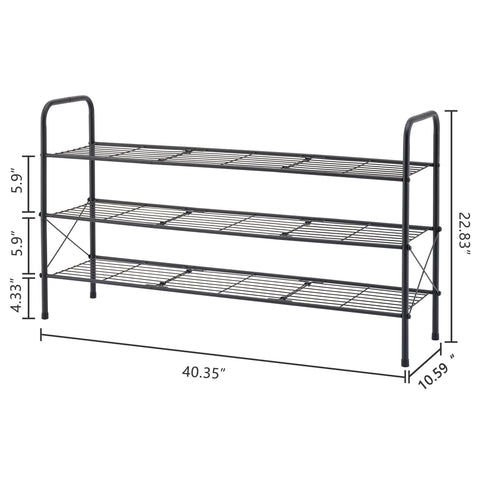 Hoctieon 3 Tier Mesh Style Shoe Rack, Entryway Shoe Shelf, Shoe Storage Organizer, Shoe Rack for Closet, Space Save for Bathroom, Garage, Hallway