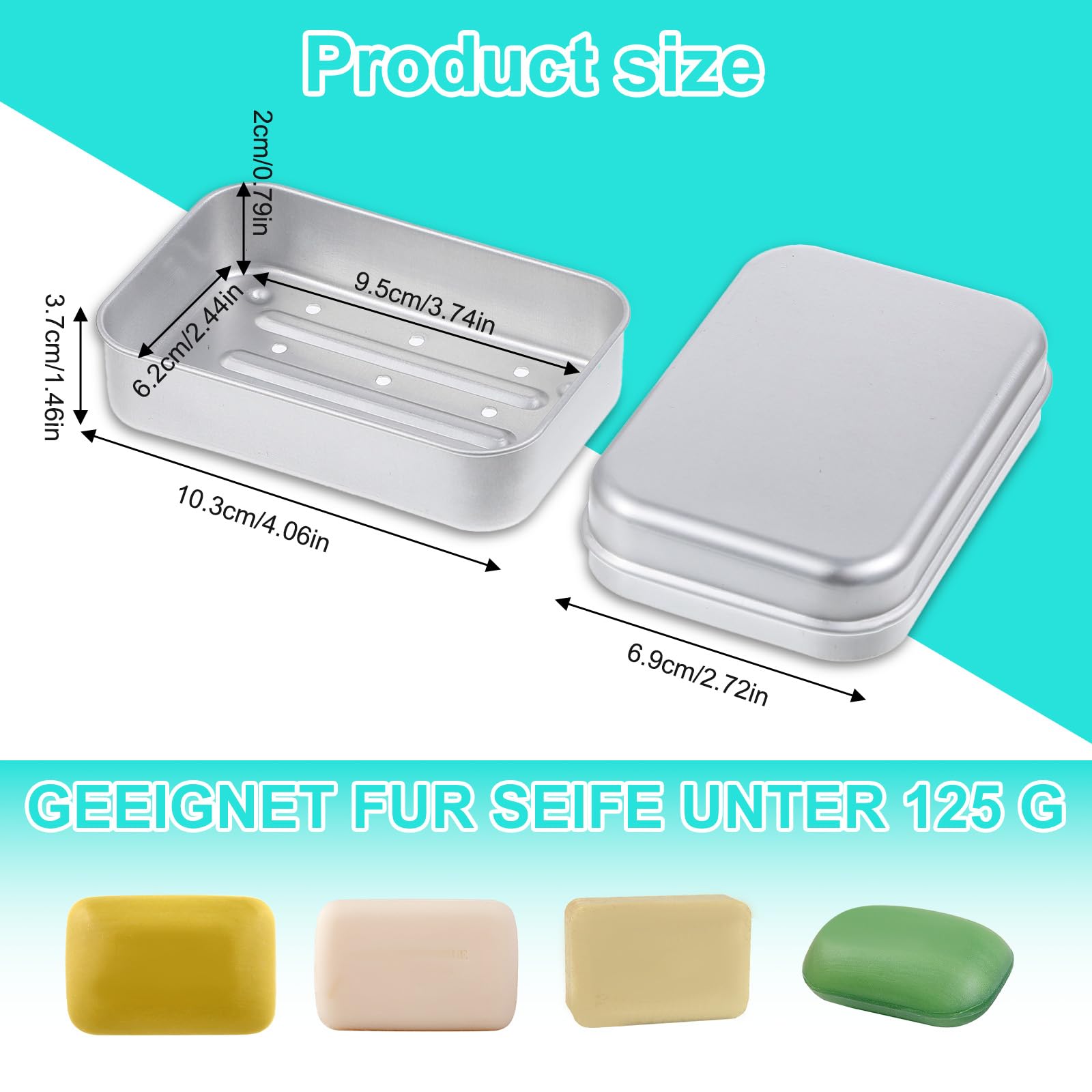 Tyqour Aluminium Travel Soap Container Metal Travel Soap Dish with Lid Self Draining Soap Tin Bar Soap Holder Soap Case Box for Camp Travel Gym