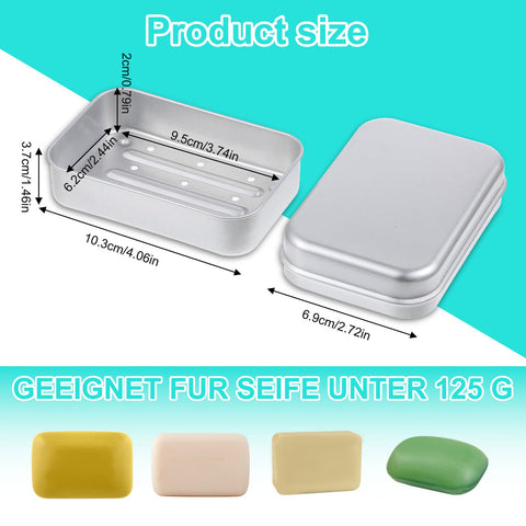 Tyqour Aluminium Travel Soap Container Metal Travel Soap Dish with Lid Self Draining Soap Tin Bar Soap Holder Soap Case Box for Camp Travel Gym