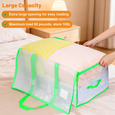 Dntorx 6 Pack 105L Moving Bags Clothes Storage Bags Drom Packing Box, Green