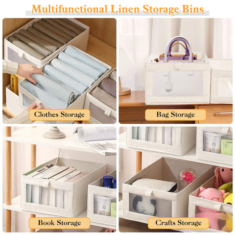 HOTOOLME Wardrobe Organiser Foldable Linen Drawer Storage Box 4 Pack