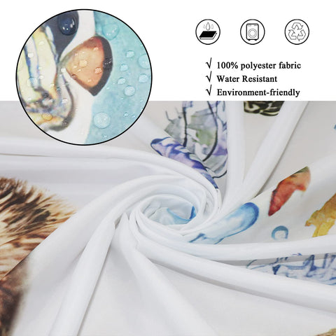 GCIREC Shower Curtain, 180x180cm, Abstract Cute Cat Funny Kitten Diving in Ocean Tropical Sea Turtle Starfish Waterproof Fabric Machine Washable