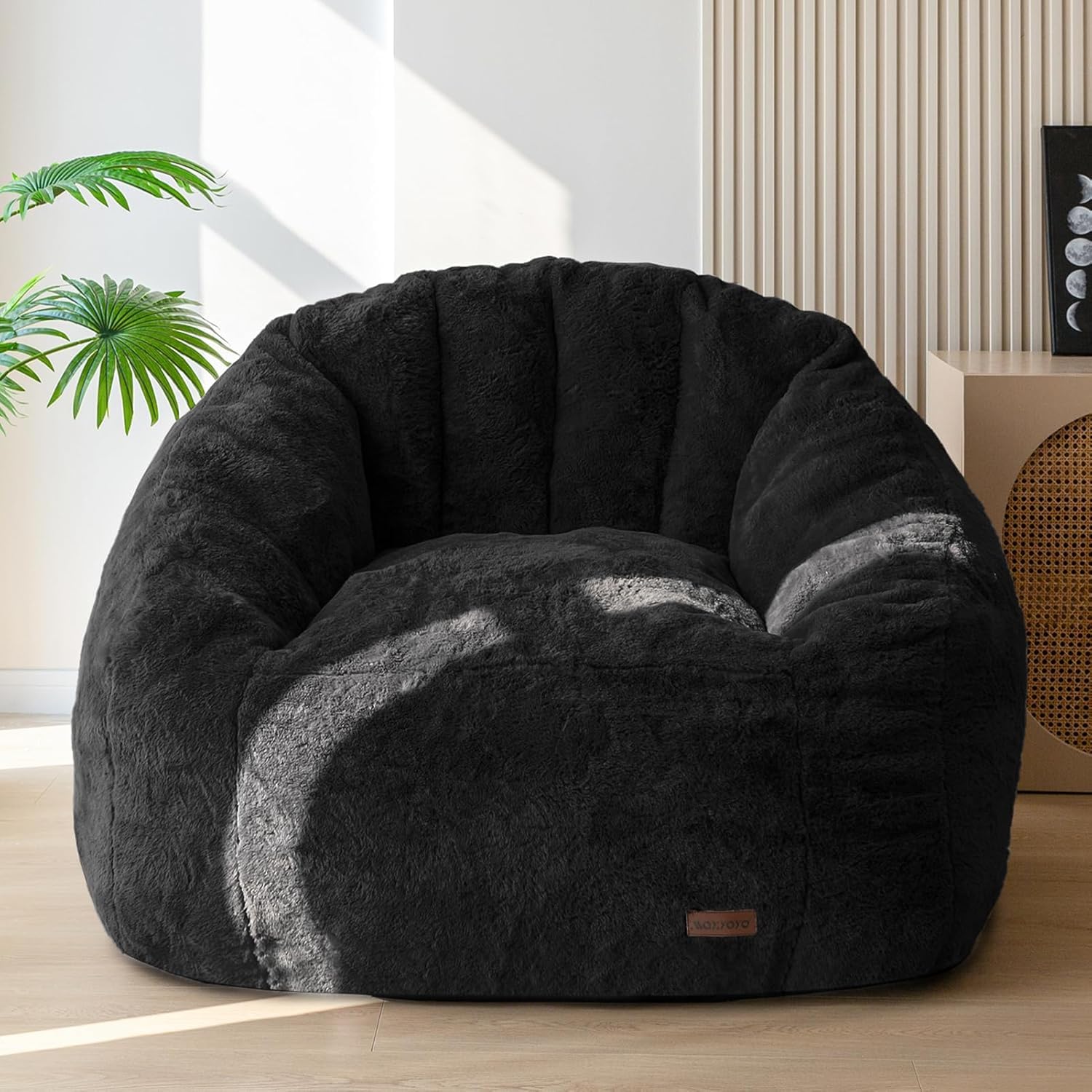 MAXYOYO Giant Bean Bag Chair,Faux Fur Shell Shaped Bean Bag Sofa with Filler,Soft Beanbag Sofa Giant Size for Living Room Bedroom