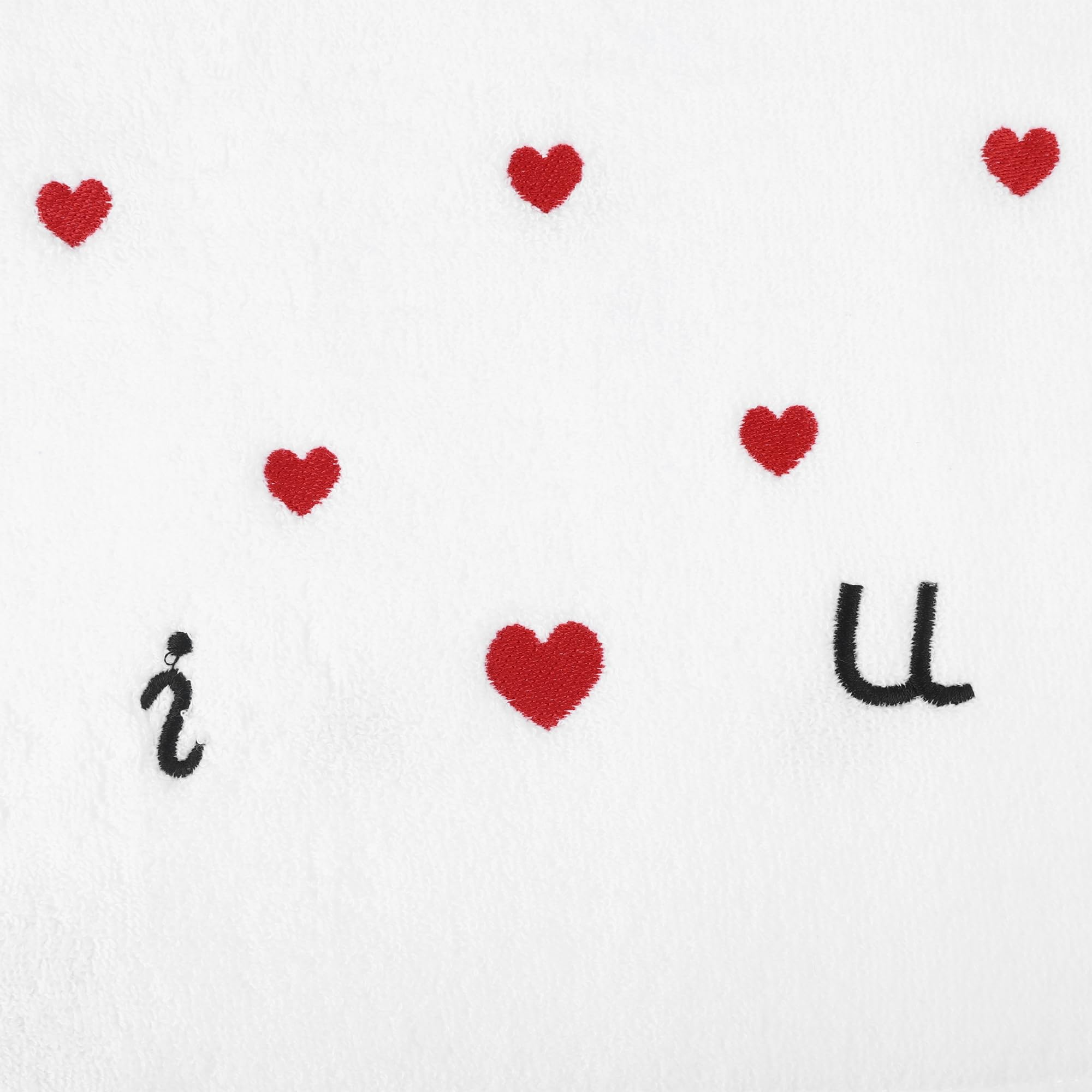 HMETOL Valentine's Day Cotton Letter Heart Love Pattern Hand Towels