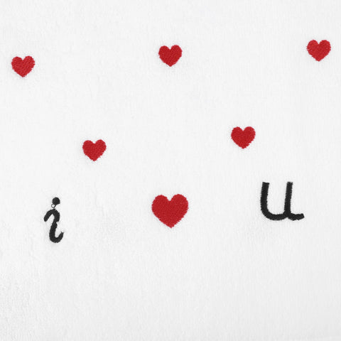 HMETOL Valentine's Day Cotton Letter Heart Love Pattern Hand Towels