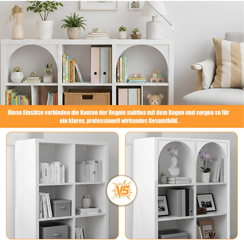 Modern Arch Corner Inserts for IKEA KALLAX Shelf – Rounded Bookshelf Look & Display Organizer – DIY Home Aesthetic Upgrade & Storage Solution