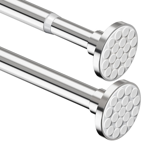Shower Curtain Rod Extendable Tension Rod No Drilling Shower Curtain Rail Wardrobe Rail for Bathroom,Bedroom,Wardrobe (69-90CM Φ25mm)