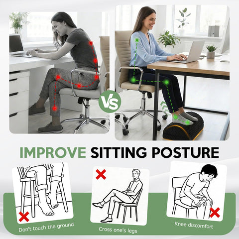 Foot Rest Under Desk - Desk Foot Rest with 2 Adjustable Heights - Ergonomic Footrest for Office Chair & Gaming Chair
