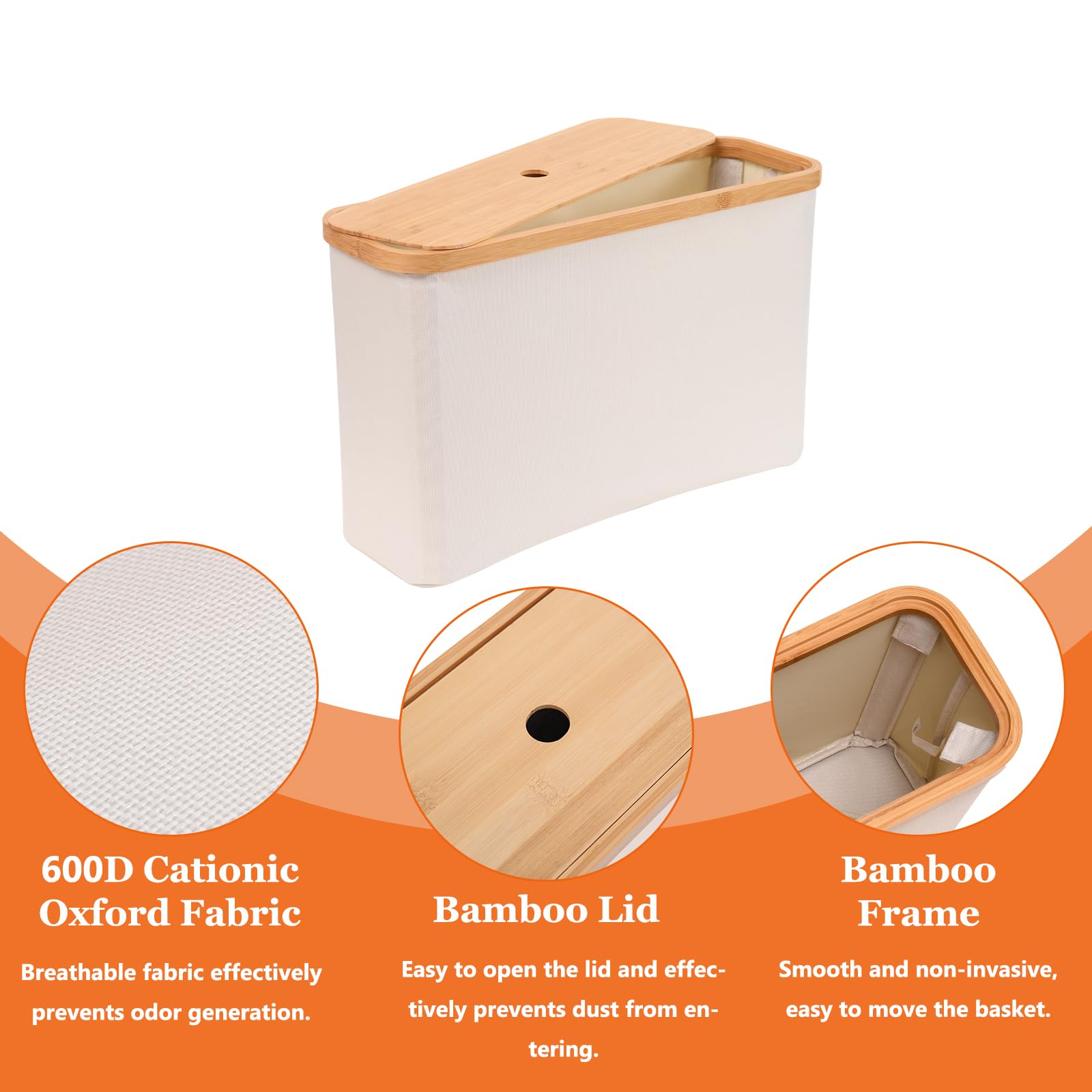 IHOMAGIC 19L Bathroom Storage Box with Lid, Folding Toilet Roll Holder Stand with Foot Pads, Multipurpose Toilet Roll Basket Storage
