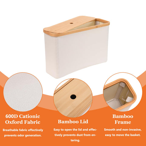 IHOMAGIC 19L Bathroom Storage Box with Lid, Folding Toilet Roll Holder Stand with Foot Pads, Multipurpose Toilet Roll Basket Storage