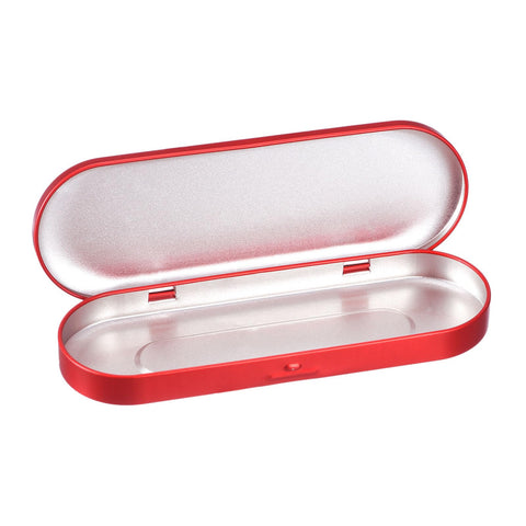 sourcing map 1 Pcs Metal Tin Box Container, 6.9x2.4x0.7 Inch Oval Empty Hinged Lid Box Mini Portable Storage Containers for Candy Drawing Pin Crafts
