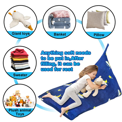 KOLACEN Stuffed Animal Bean Bag Cover Soft Storage Bean Bags for Kids Without Filling