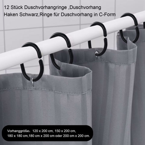 SZCXDKJ 12 Pieces of Bathroom Shower Window Rod Plastic Shower Curtain Ring Hook Sliding Curtain Ring (black)