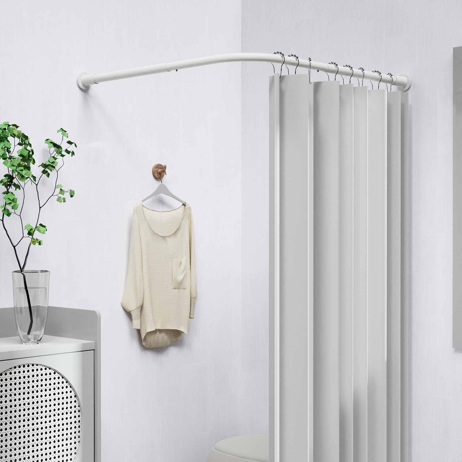 WELDUN L-Shaped Shower Curtain Rod, 68-96cm × 68-96cm Stainless Steel