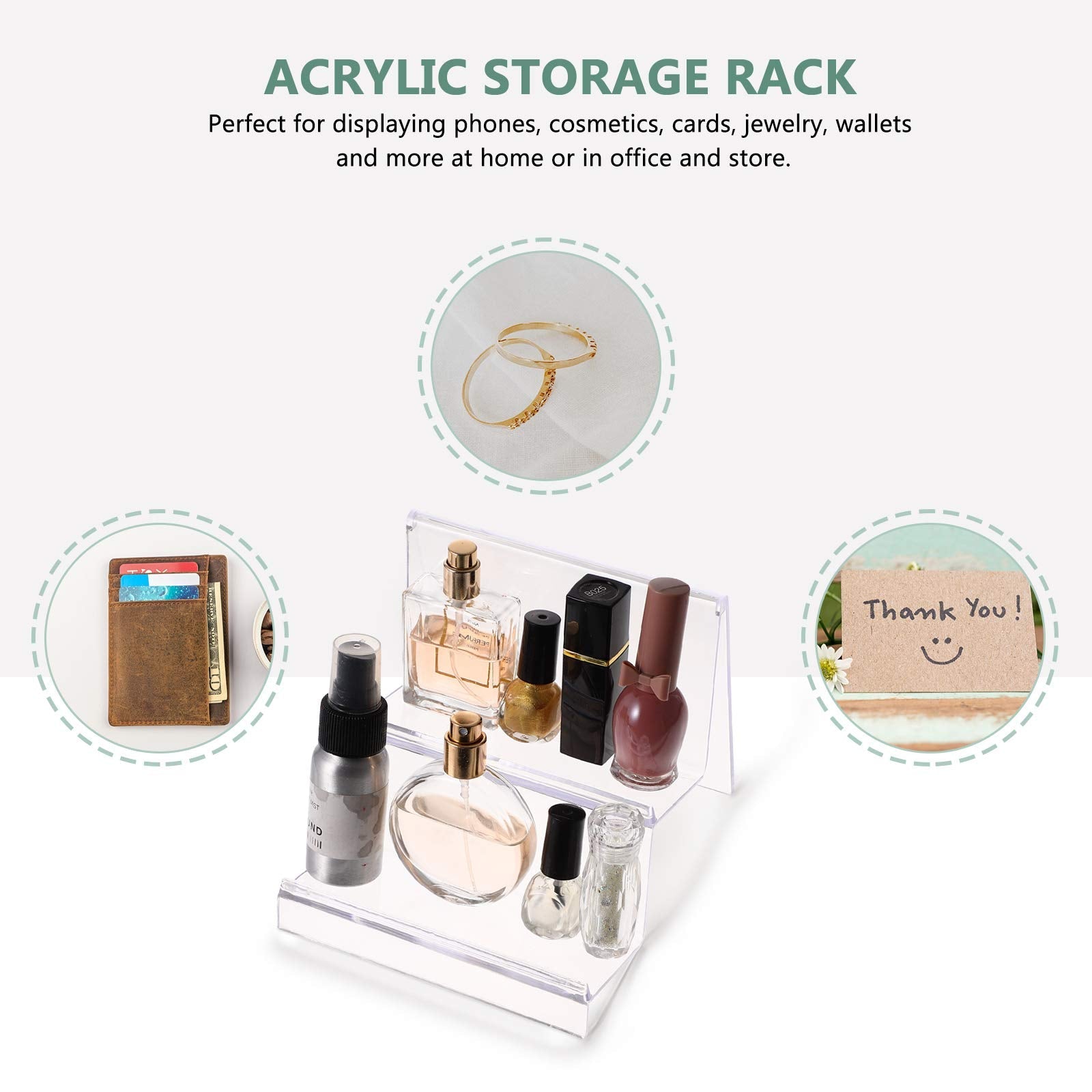 Cabilock Clear Acrylic Desktop Wallet Rack 2 Tier Storage Display Stand Holder for Purse Handbag Organizer Compact 5.71 X 5.51 X 4.72 Inch