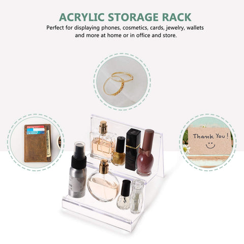 Cabilock Clear Acrylic Desktop Wallet Rack 2 Tier Storage Display Stand Holder for Purse Handbag Organizer Compact 5.71 X 5.51 X 4.72 Inch