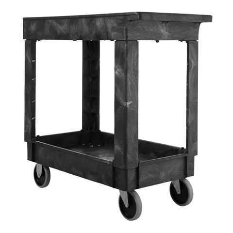 Rubbermaid Commercial FG9T6600BLA Service/Utility Cart, Two-Shelf, 300 lb capactiy, Black