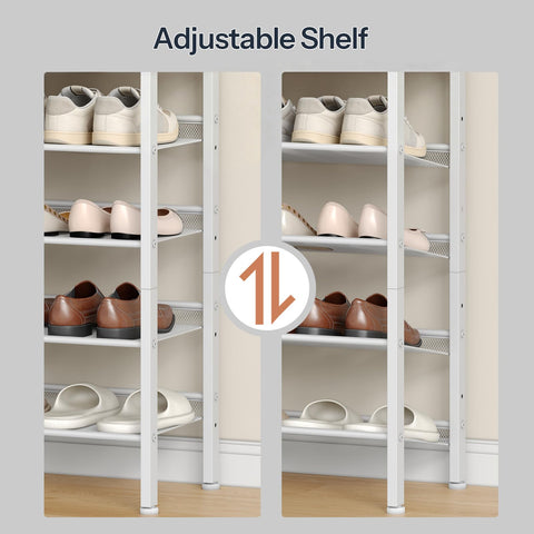 HOOBRO Shoe Rack, 5-Tier Shoe Organizer, Shoe Storage Rack for 16-20 Pairs, Adjustable Mesh Shelves, Shoe Storage Unit for Entryway, Metal Frame