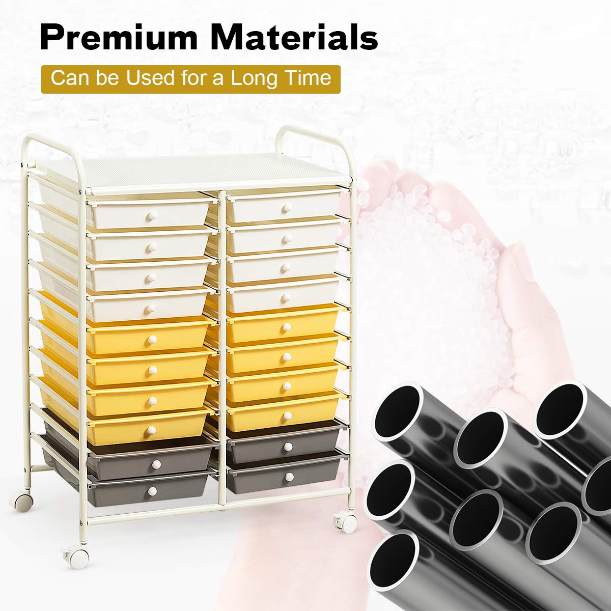 GiantexUK 20 Drawers Storage Trolley (Yellow)