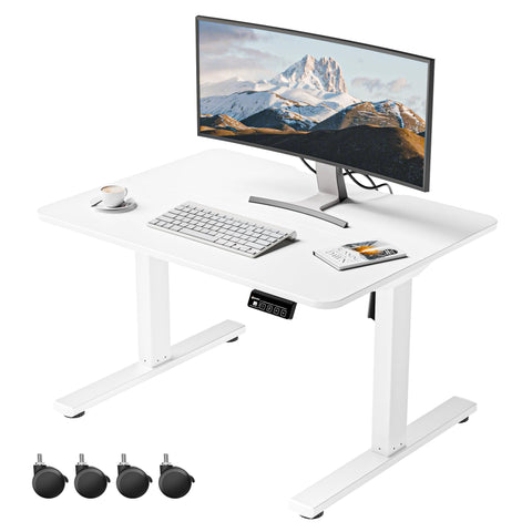 ERGOMAKER Low Height Electric Standing Desk 80x60cm, Lifts 48-75 cm, White