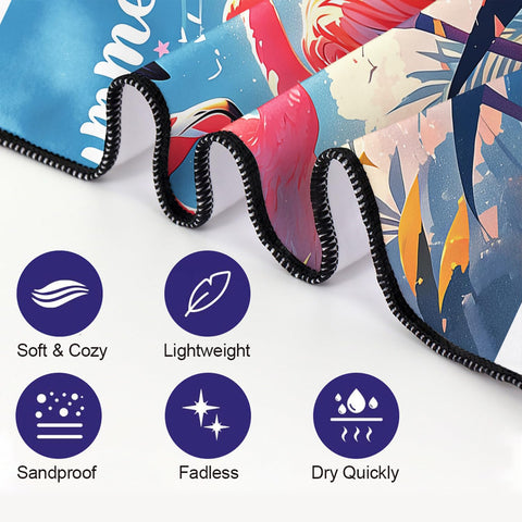 YISUMEI Summer Flamingos Beach Towels for Adults Extra Large 180 x 90 cm, Microfibre Lightweight Quick Dry Towel for Swimming Pool Cruise Travel