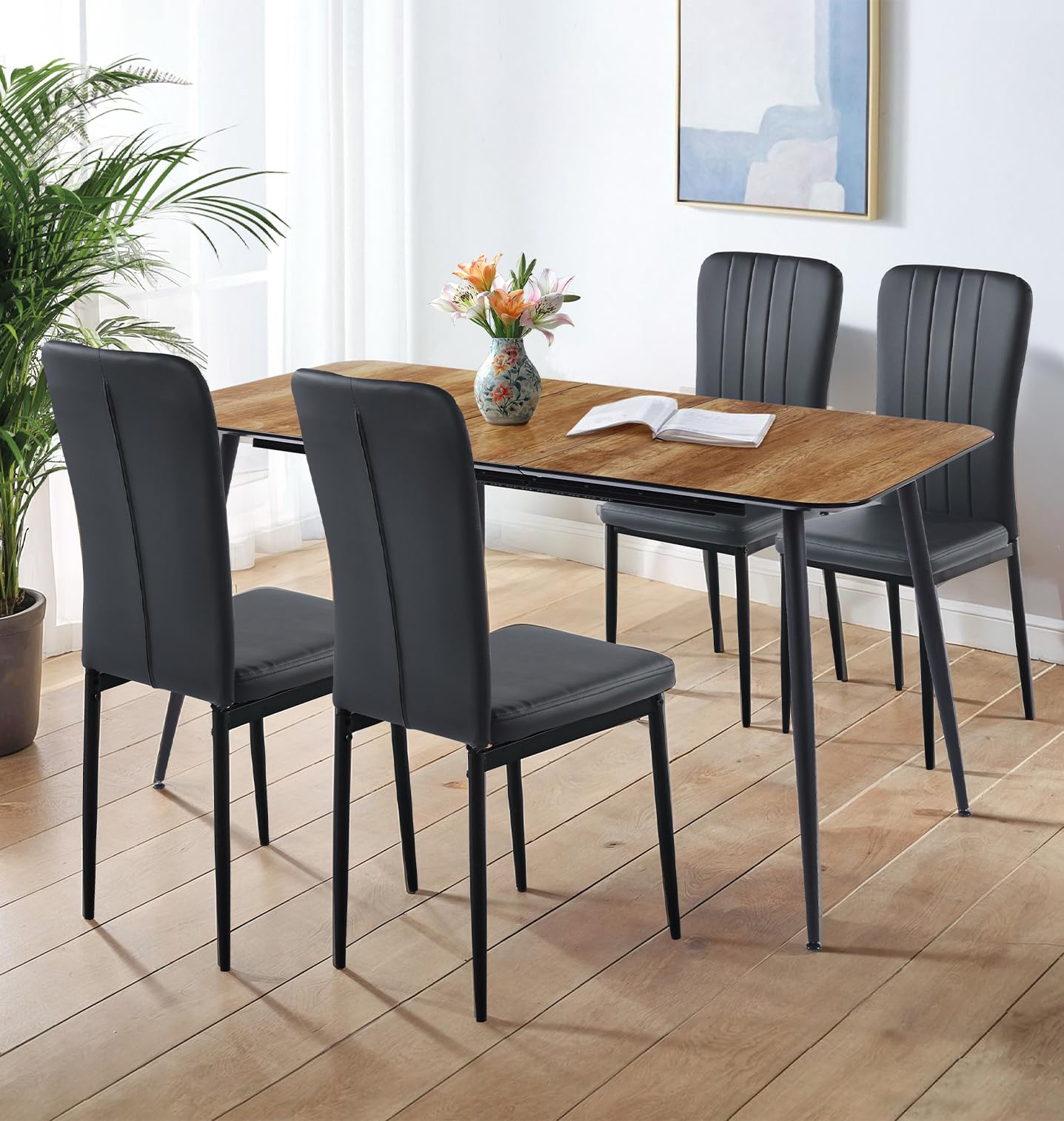 Hallowood Furniture Cullompton Extendable Dining Table and Chairs Set 4