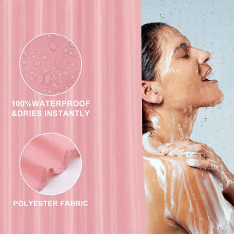 LUKDUNG 200 x 200 cm Polyester Textile Shower Curtain Anti-Mould for Bathroom, Curtain for Bathtub Shower Made of Fabric Waterproof Washable Shower