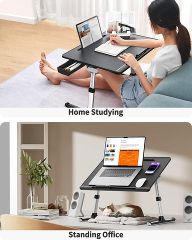 SAIJI Laptop Bed Tray Desk, X-Large Adjustable Laptop Table (Black)