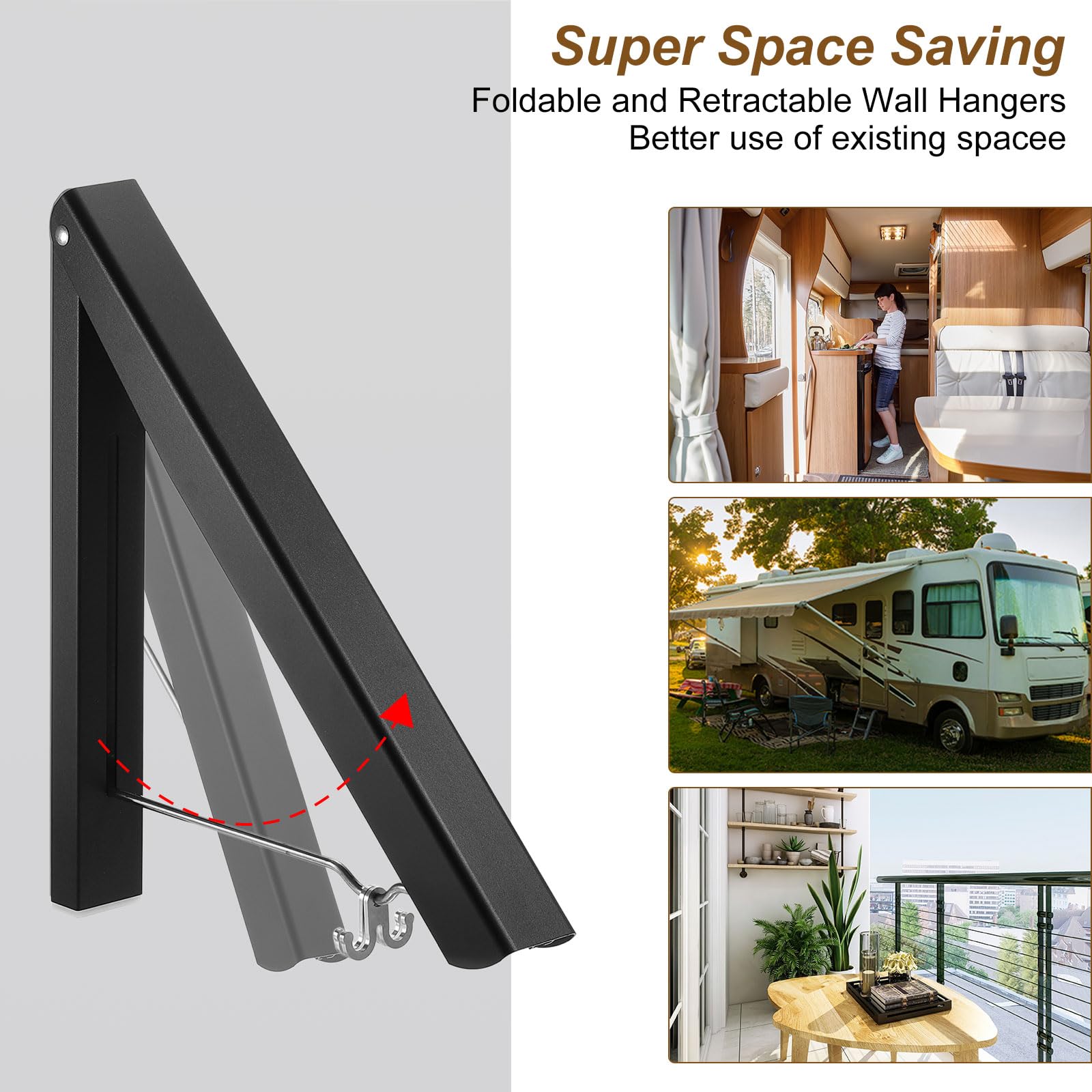 sourcing map 2pcs Retractable Clothes Rack for Laundry, Aluminum Clothes Drying Rack Wall Mounted with 80cm/31 Rod