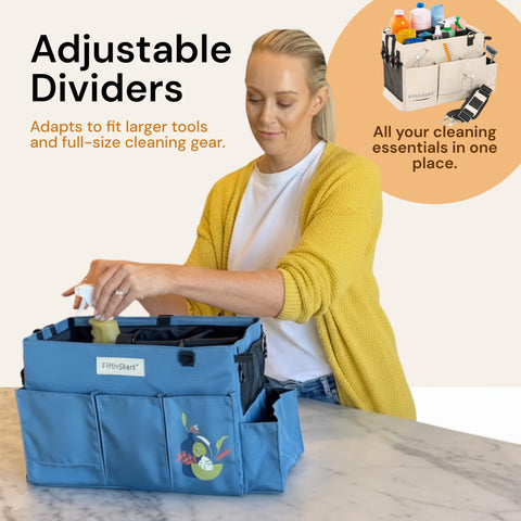 FifthStart Multipurpose Cleaning Caddy with Handle, Waist & Shoulder Strap - Nappy Caddy - 9 Pockets & Easily Cleaned