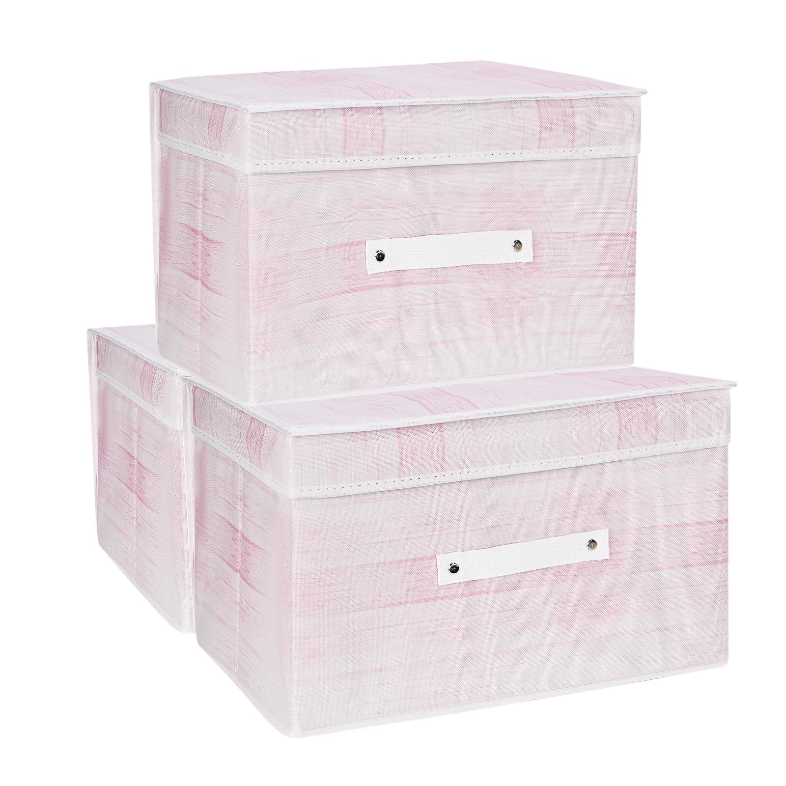 HNYQQL Fabric Storage Boxes With Lids 3 Pack, Fabric Storage Baskets With Lids for Foldable Medium Canvas Storage Baskets for Organisation, Shelf