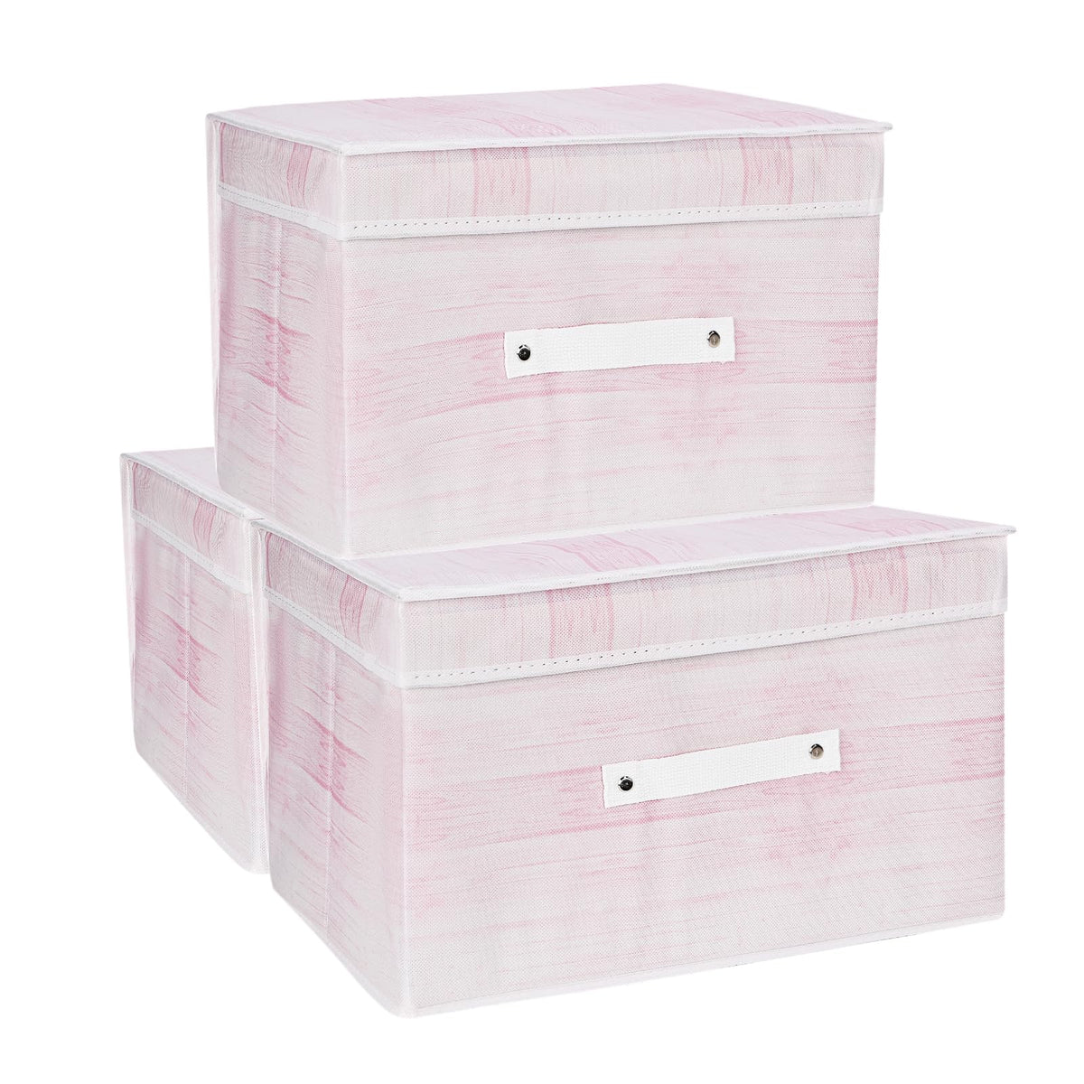 HNYQQL Fabric Storage Boxes With Lids 3 Pack, Fabric Storage Baskets With Lids for Foldable Medium Canvas Storage Baskets for Organisation, Shelf