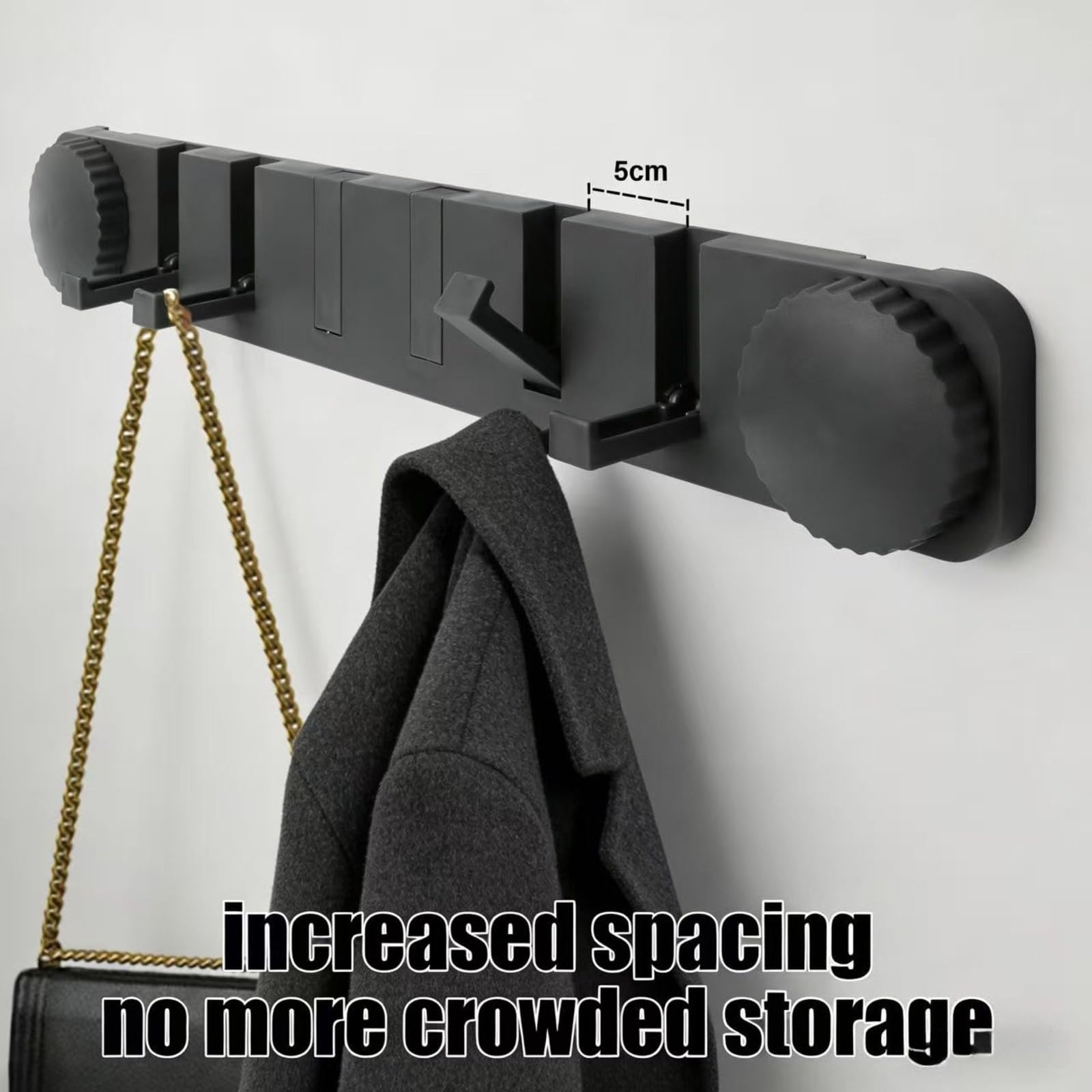 Plliocse Wall Coat Hook Racks Folding Invisible Coat Hooks Easy Install Clothes Rack for Space Saving (Grey 2PC)