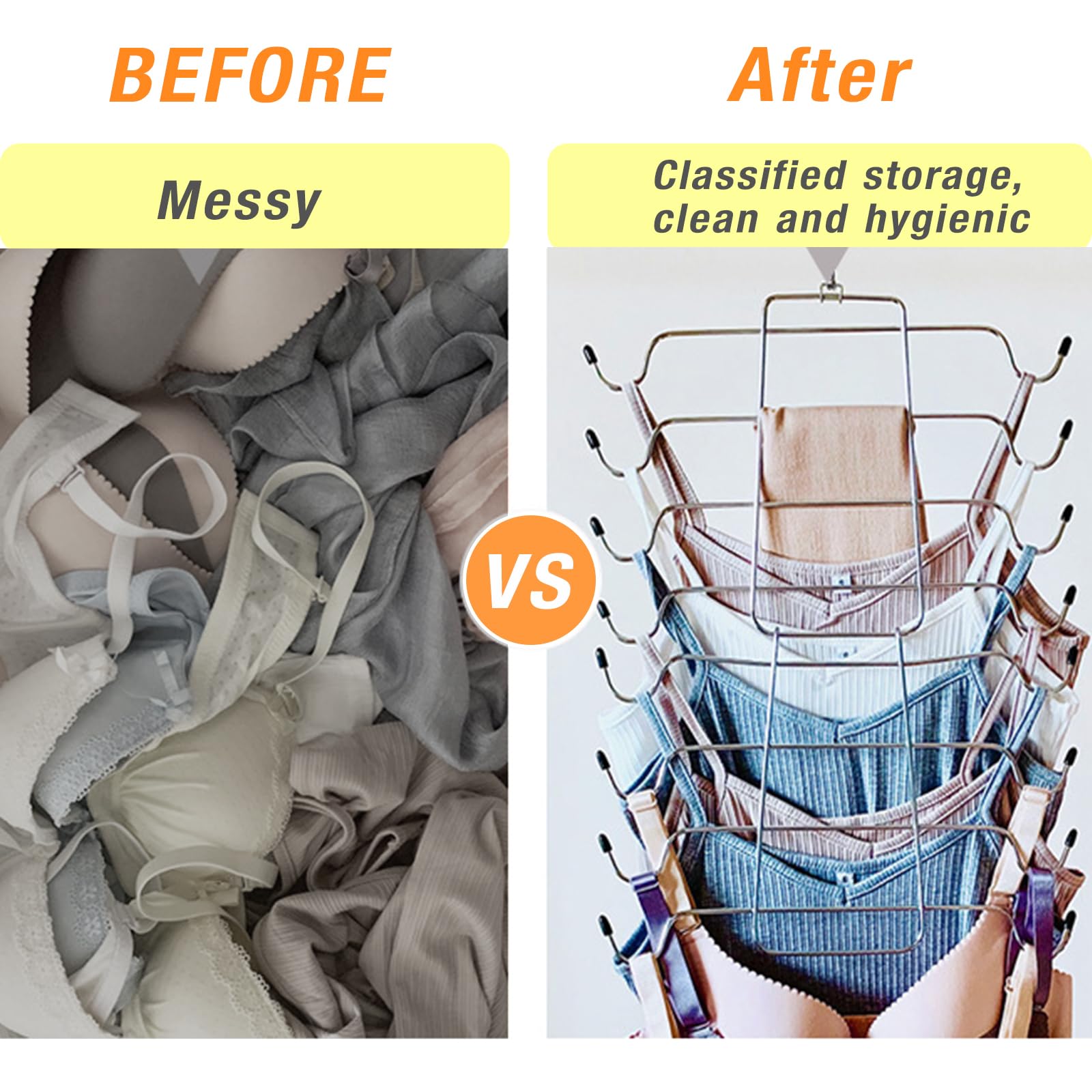 2 Pcs Closet Organizer, 8 Tier Tank Top Hanger and 6 Tier Skirt Hangers with Clips for Women, Bra Tie Jeans Pants and Storage Space Saving