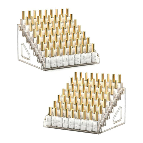 ZYNERY 2 Pack 7 Tier Acrylic Nail Polish Rack, Clear Makeup Organizer storage Rack for Essential Oil Holder Display Stand Holds
