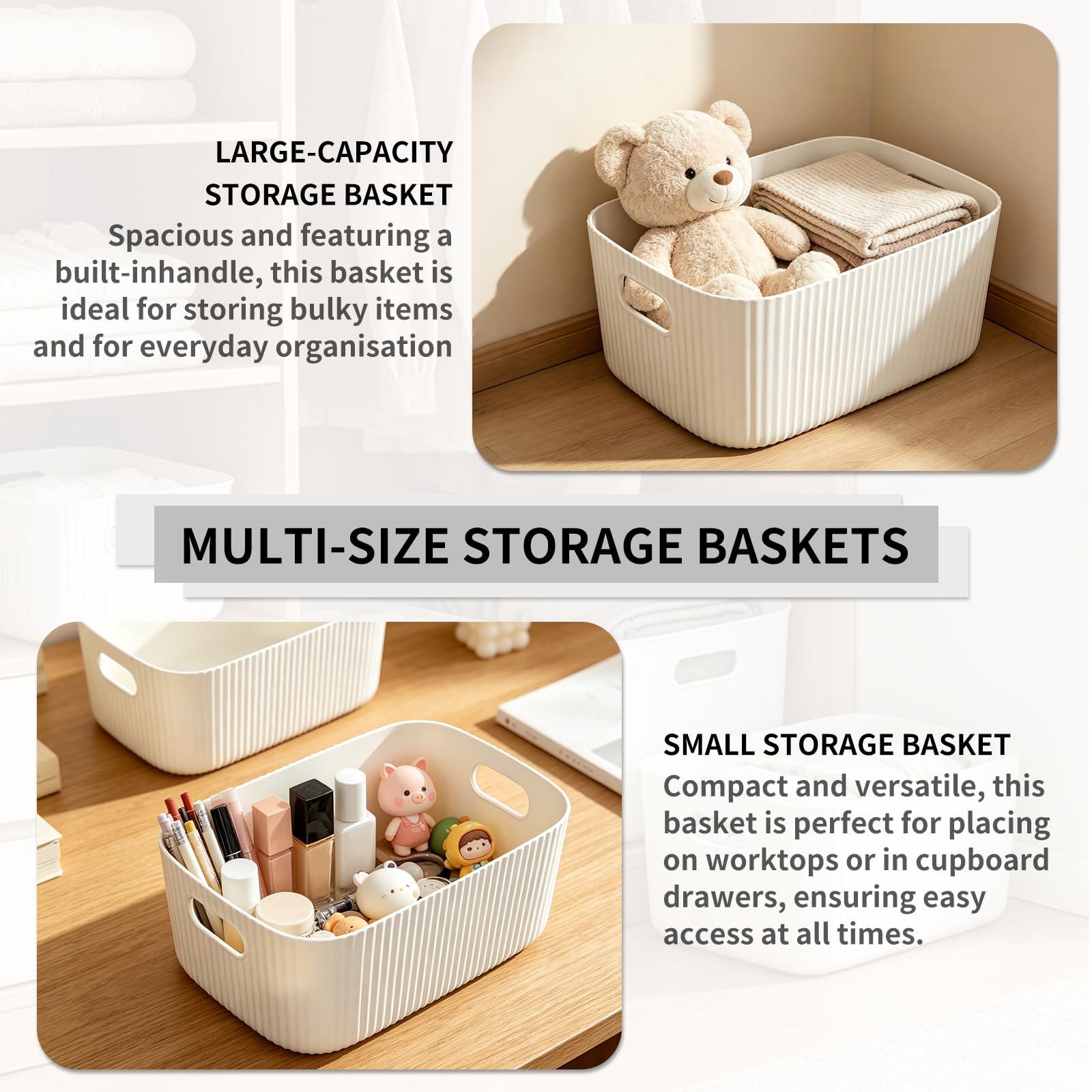 GAOHAN 12PCS Plastic Storage Boxes with Handles,Large Storage Baskets Set