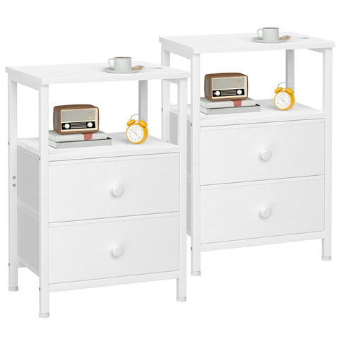 LOAKEKEL Bedside Table, Side Tables Set of 2 with 2 Fabric Drawers