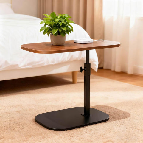 YASHIIN 360° Rotating End Table, Height-Adjustable Side Table, C-Shaped Side Furniture, Bedside Table, Compact Design for Small Spaces