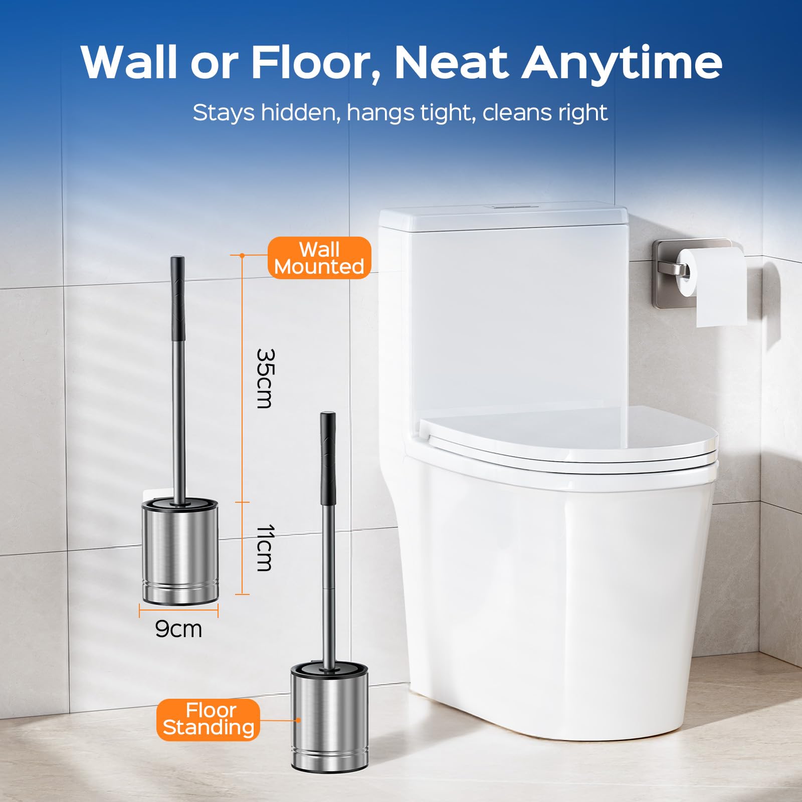 HAMITOR Caravan Toilet Brush and Holder Set: Wall-Mounted Space-Saving