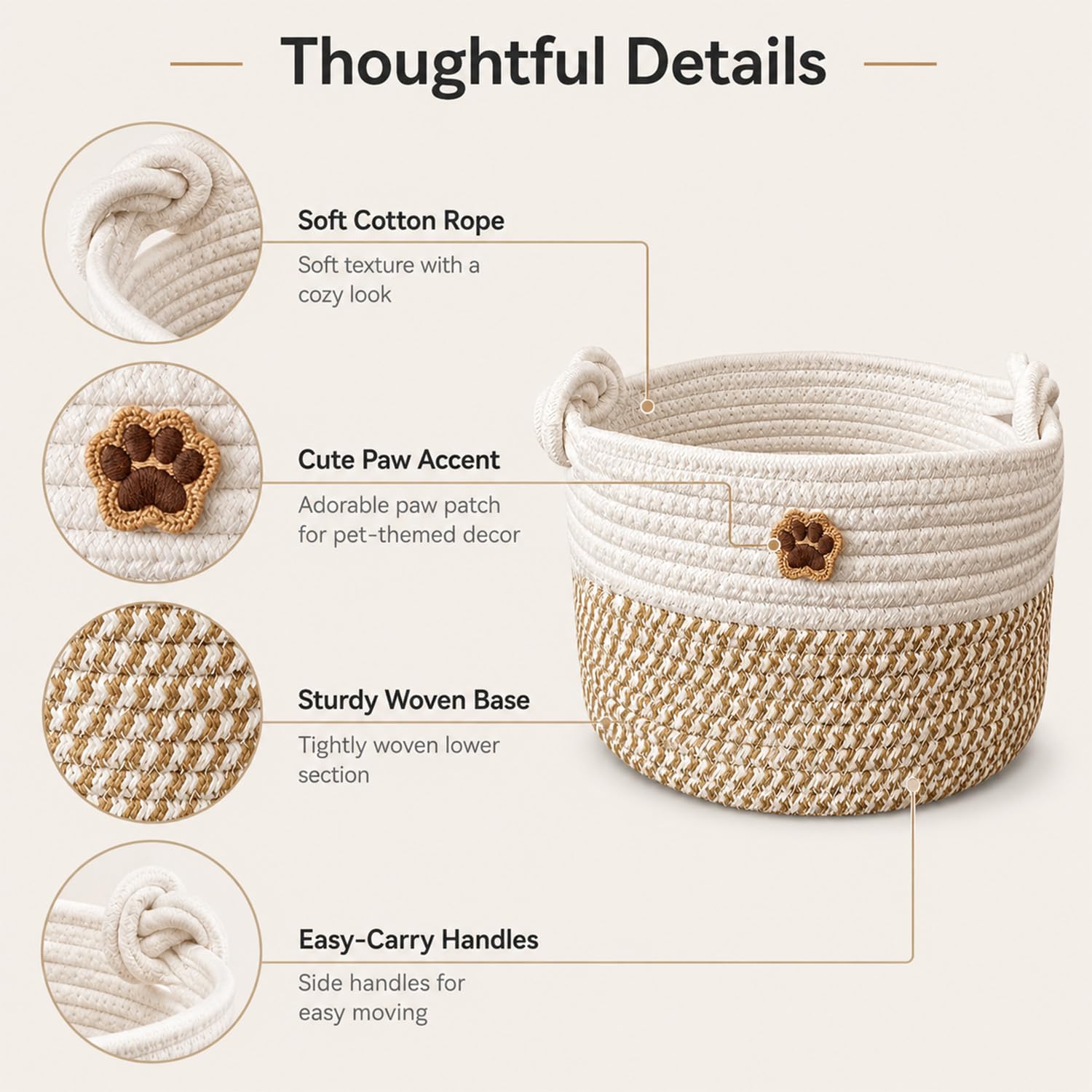 2 PCS Dog Toy Basket, Adorable Dog Toy Box for Playroom and Indoor Spaces
