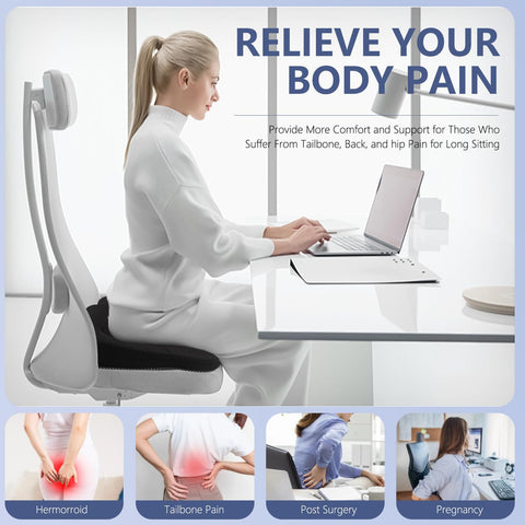 19.7in Thicken Gel Seat Cushion Pressure Relief Cushion for Long Sitting