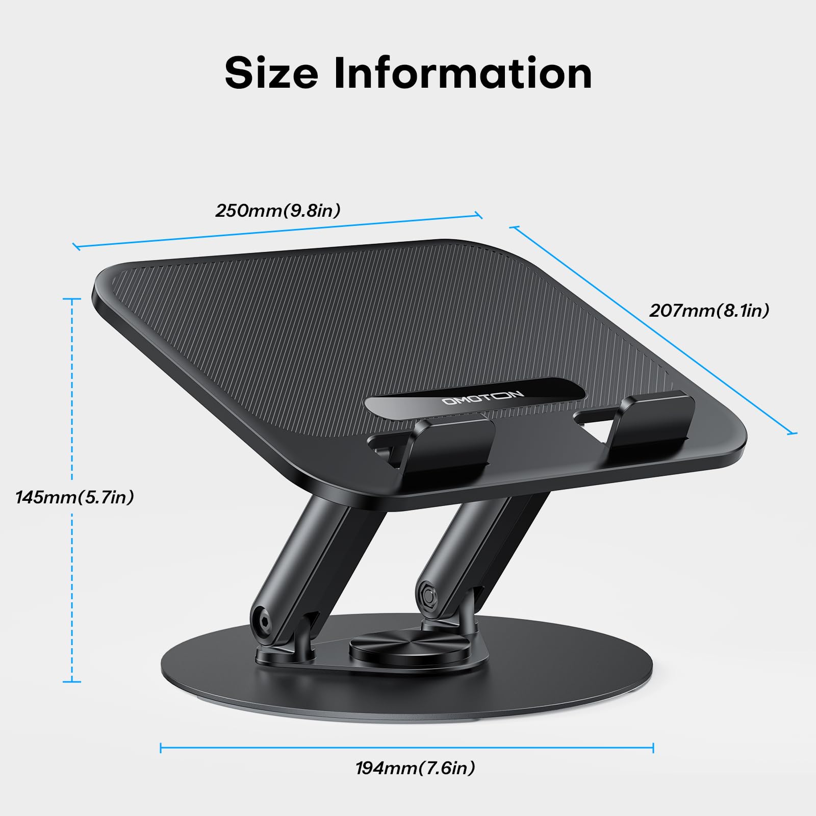 OMOTON 360° Swivel Laptop Stand for Desk, with Adjustable Height, up to 15"
