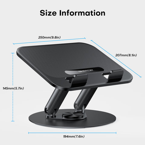 OMOTON 360° Swivel Laptop Stand for Desk, with Adjustable Height, up to 15"