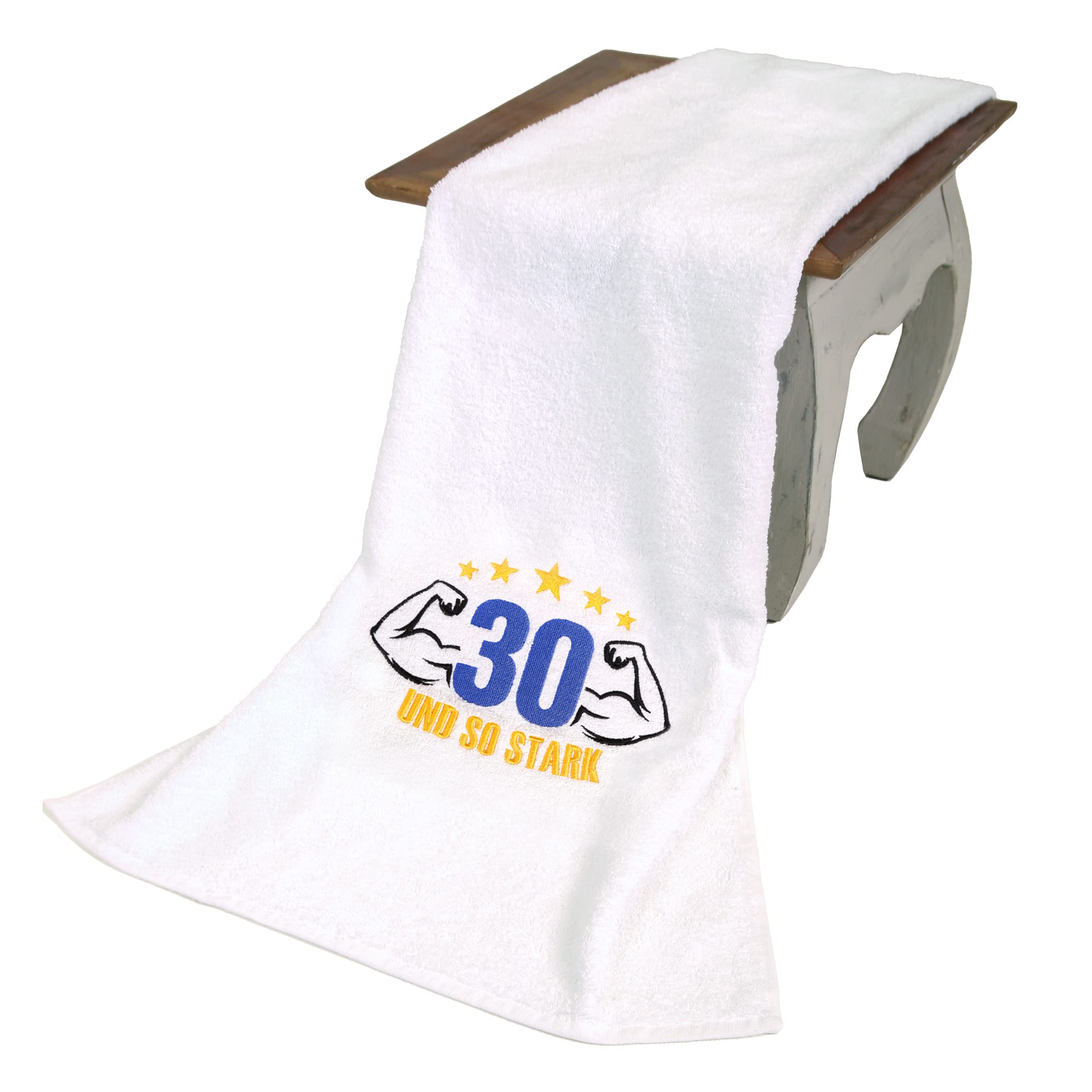 Abc Casa 30th birthday gift towel with embroidered muscles for men - a useful gift for 30 years - a wonderful gift idea for a 30th