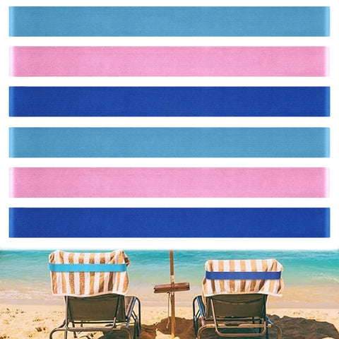 6-Pack Beach Towel Bands for Sun Loungers & Cruise Chairs Windproof Elastic Sunbed Towel Holders Straps for Pool, Holiday & Camping