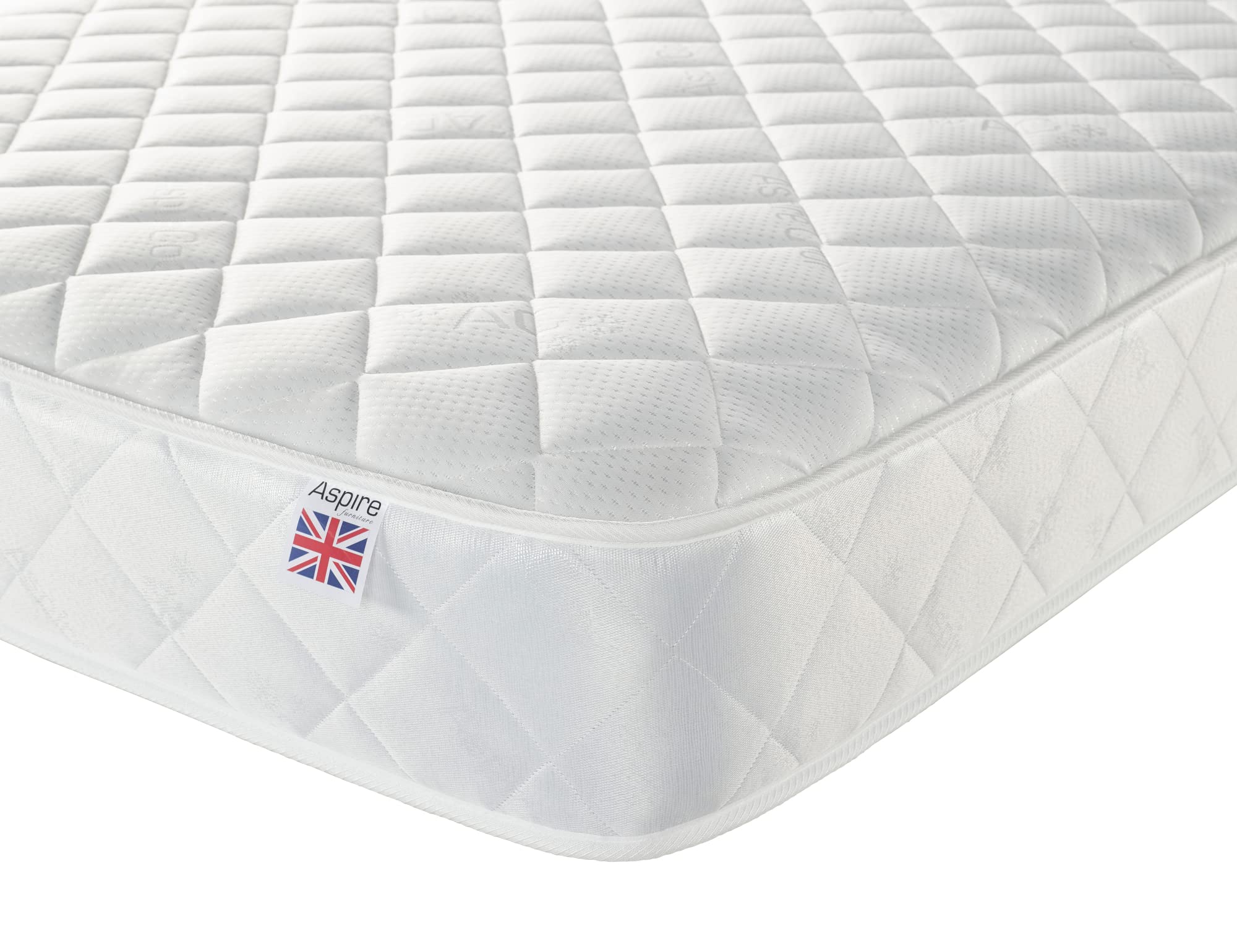Aspire Beds Cumulus White 2 Sleep Comfort Layers & AC Aspire-Cool Touch Sleep Surface Foam Free Bonnell 500 Sprung Premium Economy Mattress