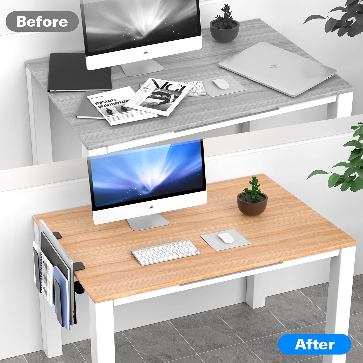WYYHAA Adjustable Desk Side Laptop Mount, Metal Hanging Notebooks Desk Holder Punch-Free Clamp on for Macbook Pro